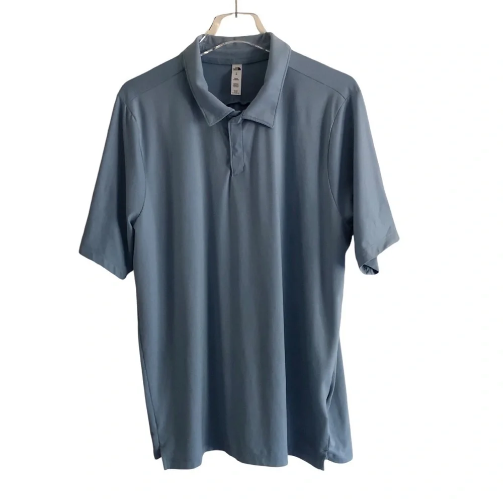 The North Face Mens Polo Shirt Dune Sky Short Sleeve Steel Blue Large